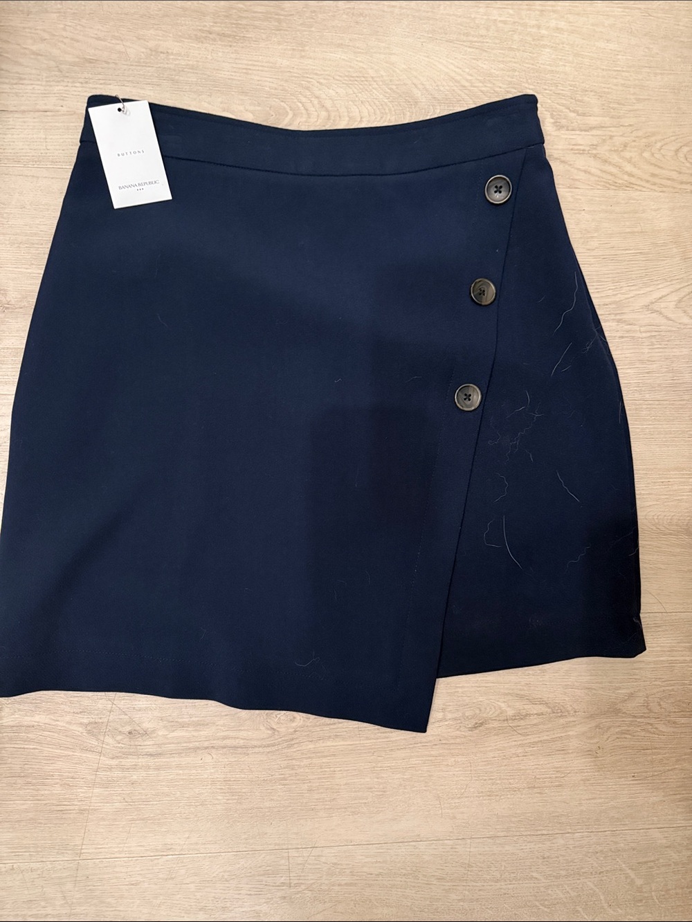 Banana Republic Navy Asymmetrical Wrap Skirt with Side Buttons